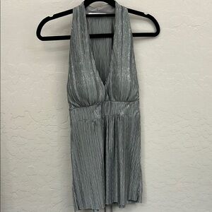 Elegant Silver Halter Top